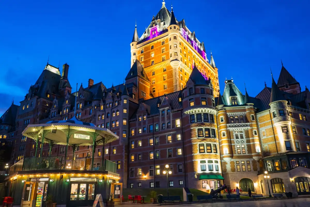 Fairmont Le Château Frontenac hotel at dusk Fairmont le Château Frontenac hotel at dusk